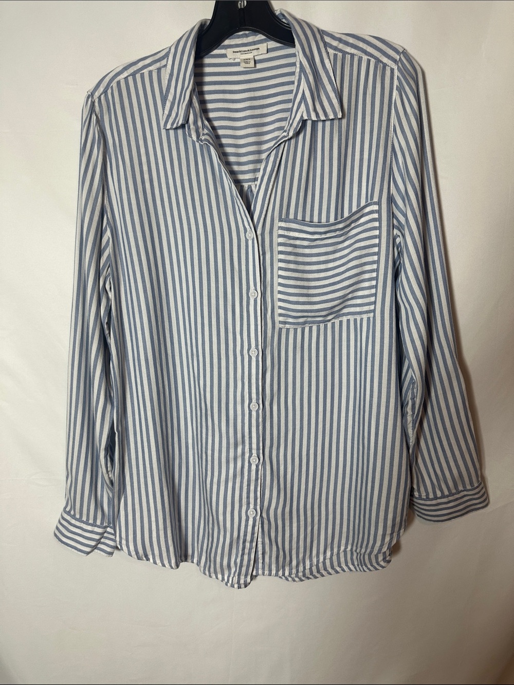 beachlunchlounge Blue and White Striped Women’s Button-Down Shirt